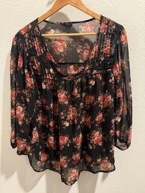 Perchs Floral Chiffon Blouse Size 2XL